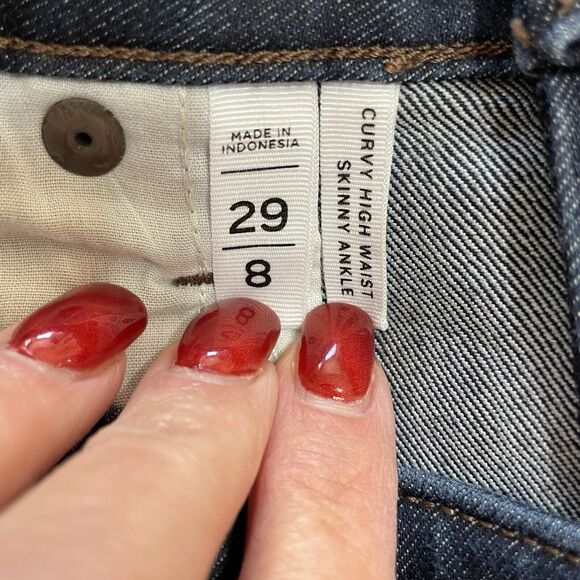 Loft CURVY HIGH-WAIST SKINNY ANKLE Jeans Size 29/8 Medium Wash Blue Stretch EUC - Picture 8 of 10
